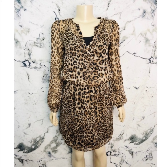 White House Black Market Leopard Blouson Dress - Picture 4 of 7